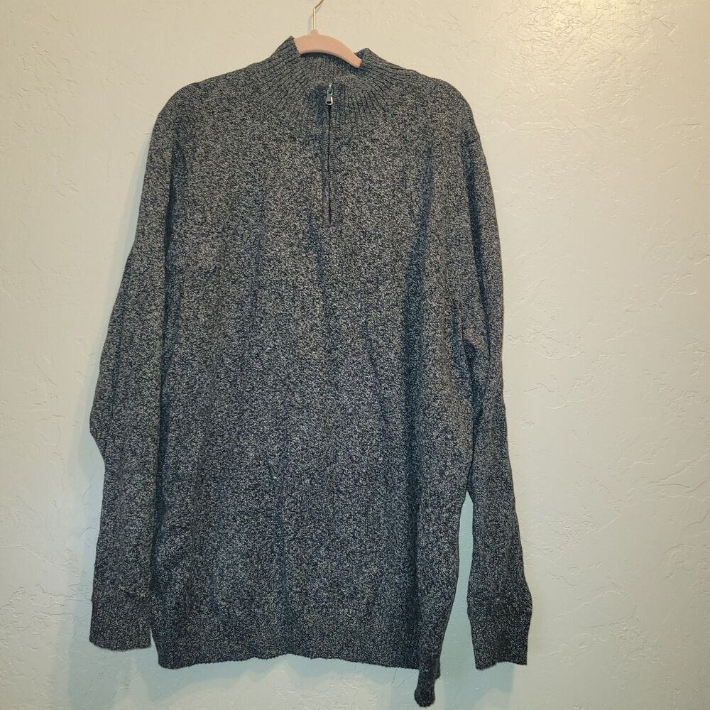 Croft & Barrow Men’s 3XB Gray Marled 1/4 Zip Mock Neck Sweater Cotton Blend Knit